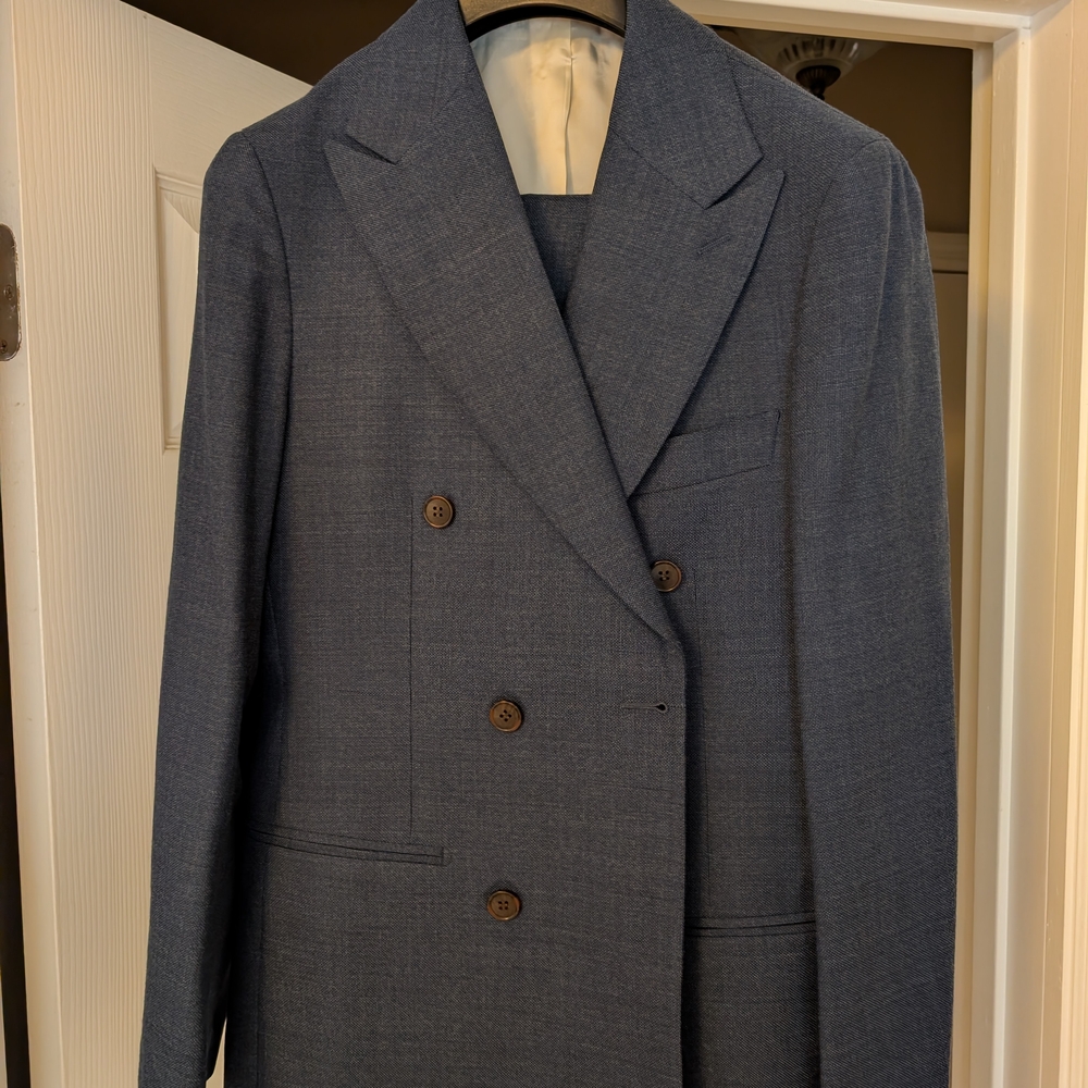 Red Blue Double-Breasted Suit